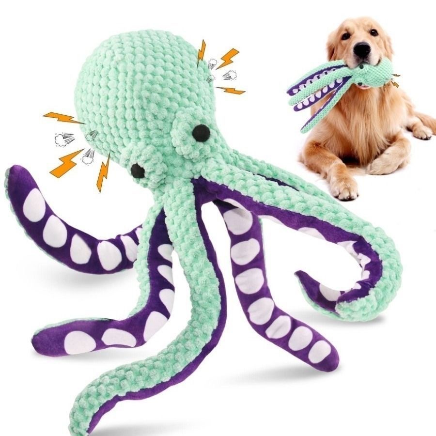 삐걱거리는 소리가 나는 문어 모양 강아지 장난감, 파손 - Interactive Squeaky Plush Dog Toy 리뷰 및 가격