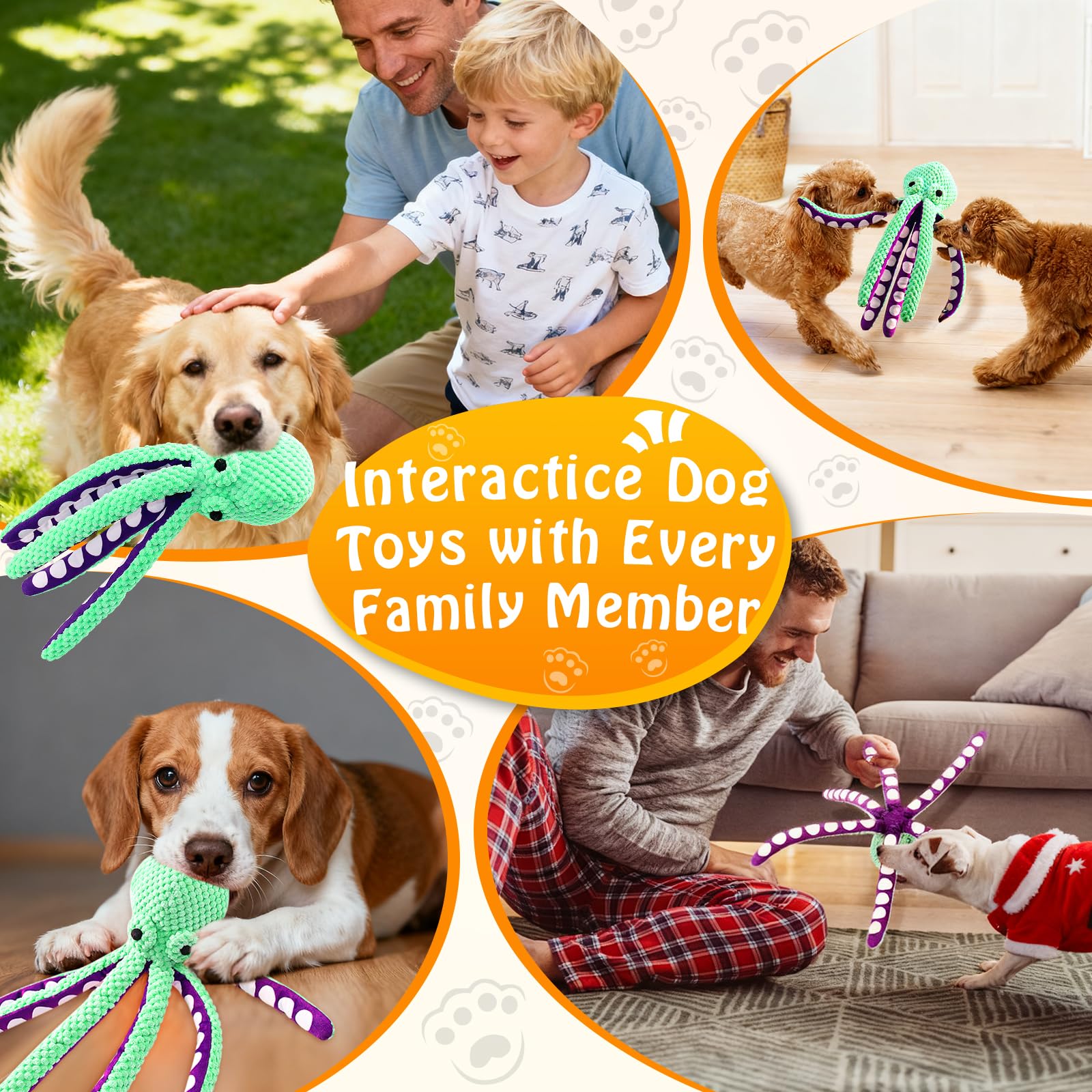 삐걱거리는 소리가 나는 문어 모양 강아지 장난감, 파손 - Interactive Squeaky Plush Dog Toy 리뷰 및 가격