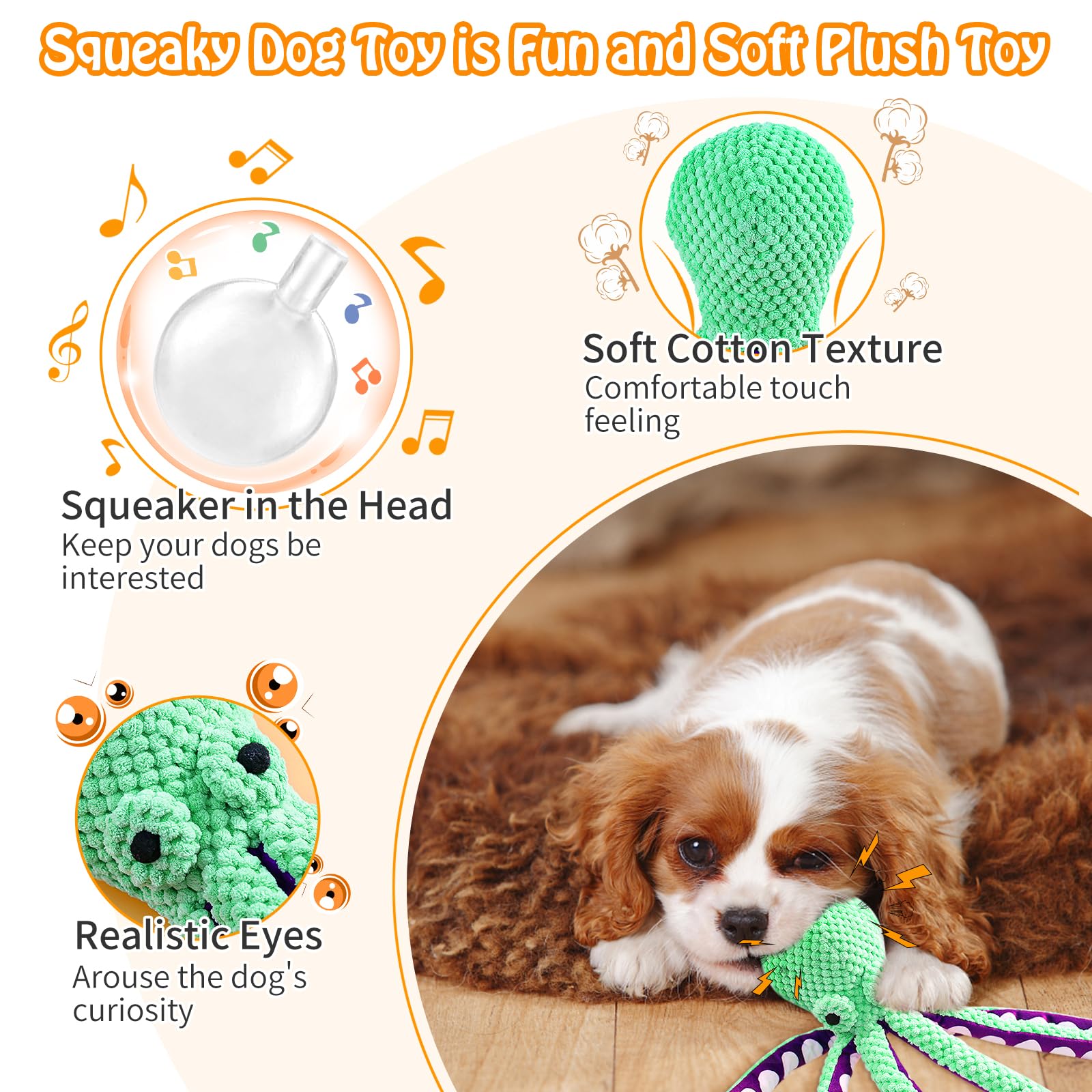 삐걱거리는 소리가 나는 문어 모양 강아지 장난감, 파손 - Interactive Squeaky Plush Dog Toy 리뷰 및 가격